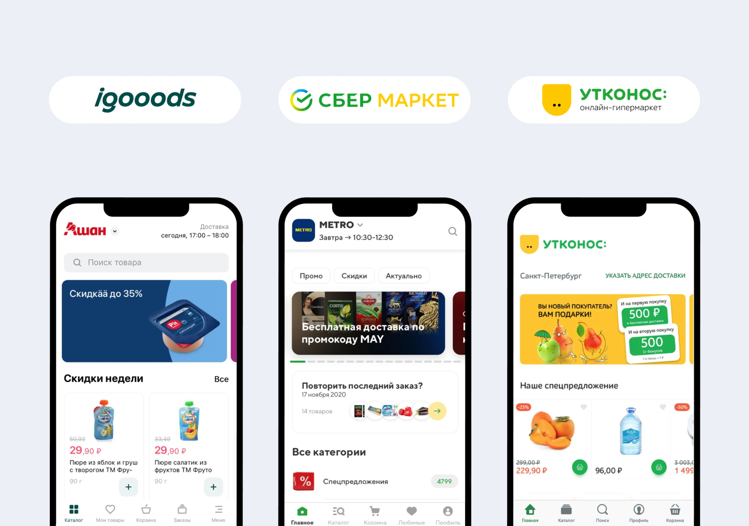 Разбираем приложения для доставки продуктов: igooods, «Сбермаркет» и «Утконос»